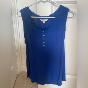 Charming Charlie Blue Sleeveless Buttoned Tank Top